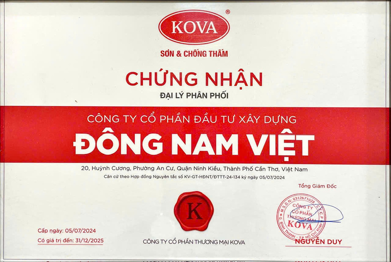 Chứng nhận đại lý phân phối
